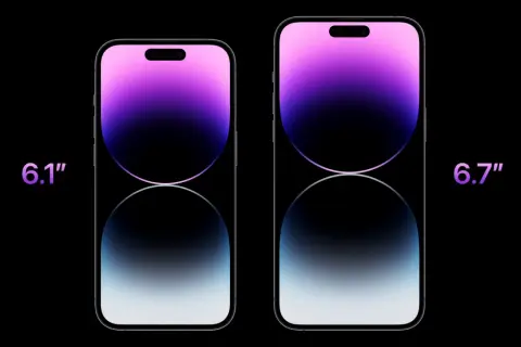 Dwa iPhone'y: 6.1" i 6.7". Porównanie iPhone 14 Pro Max wymiary.