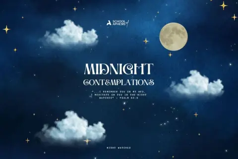 Nocne czuwanie, pełne gwiazd i chmur, przypomina o psalm 134. Księżyc świeci nad "Midnight Contemplations".