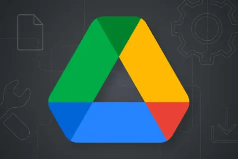 Google Drive logo with icons for files, tools, and downloads. This image might appear when Google Drive won't open.