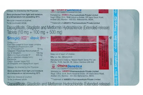 Opakowanie tabletek Sitaglo DM z napisem w języku polskim i hindi.