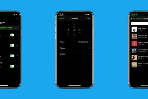 Interface d'un réveil Spotify sur Android, permettant de choisir des musiques pour se réveiller.