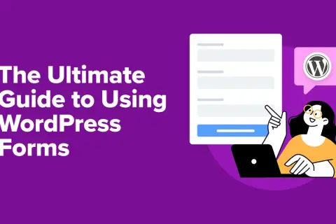 Guida definitiva per creare form WordPress. Una donna con occhiali lavora al laptop, interagendo con un modulo.
