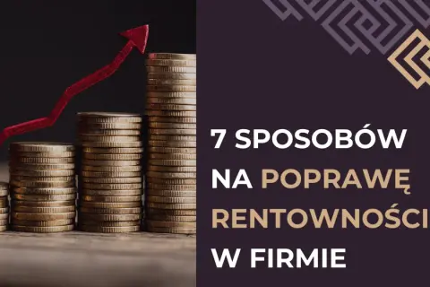 Stosy monet i czerwona strzałka w górę symbolizują wzrost. Dowiedz się, czym jest rentowność i jak ją poprawić w firmie.