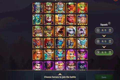 Wybieraj bohaterów do swojej drużyny w grze Hero Wars Online. Zbuduj legendarny zespół!