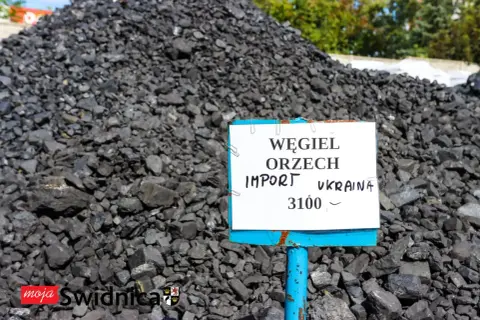 Wielka hałda węgla orzech z importu z Ukrainy. Cena za tonę to 3100.