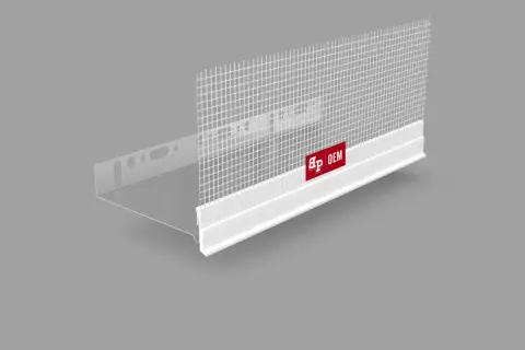Listwa okapnikowa z siatką, chroniąca elewację przed wodą. Z logo OEM.