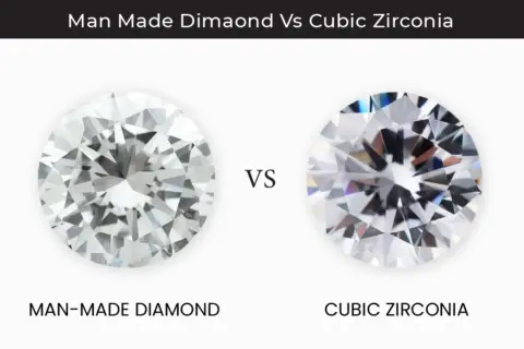 Comparación visual: diamante creado en laboratorio vs. circonita cúbica. Observa la diferencia entre circonita y diamante.