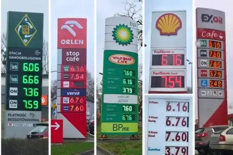 Ceny paliw na stacjach Orlen, BP, Shell i Exoil. Diesel kosztuje od 7.36 do 7.60 zł.