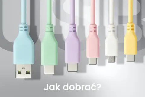Kolorowe kable USB prezentują różne rodzaje końcówek kabli, od klasycznych po nowoczesne USB-C.