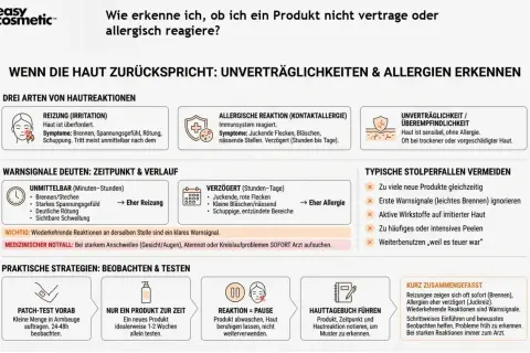 Haut reagiert? Reizung, Allergie oder Überempfindlichkeit erkennen. Bei Verdacht auf eine Polyester-Allergie oder andere Hautreaktionen, Produkte testen & Haut beobachten.