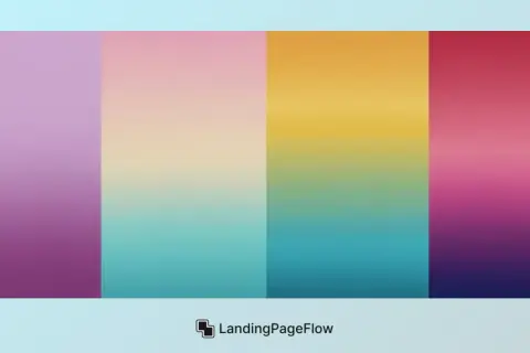 Four vertical panels showcase a beautiful gradient color transition from soft purples and pinks to vibrant yellows and blues, ending in deep magentas and purples.