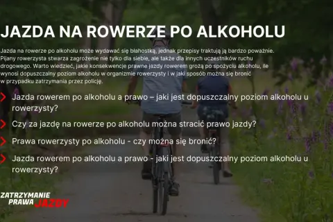 Dwaj panowie jadą na rowerach po leśnej ścieżce. Temat: jazda rowerem po alkoholu i jej konsekwencje.