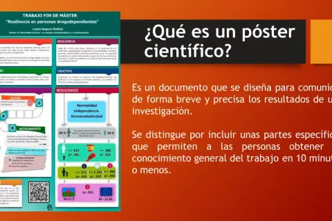 Partes de un póster científico: introducción, metodología, resultados y conclusiones. Un resumen visual de una investigación.