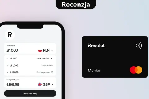 Przelew 1000 zł na funty przez revolut konto bankowe. Widoczna aplikacja i karta Revolut.