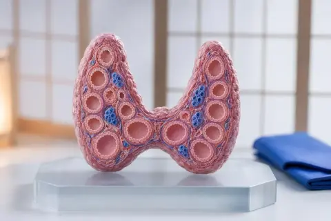 Modell der Schilddrüse mit Follikeln, die Kalzitonin produzieren.