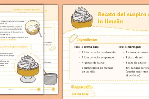 Receta para preparar un delicioso suspiro limeño peruano, con ingredientes y pasos para el merengue y la crema base.