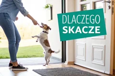 Chcesz wiedzieć, jak oduczyć psa skakania? Ten energiczny piesek czeka na smakołyk, ale jego właścicielka pracuje nad jego zachowaniem.