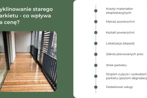 Cyklinowanie starego parkietu: poznaj czynniki wpływające na to, ile kosztuje cyklinowanie parkietu, od metrażu po stan podłogi.