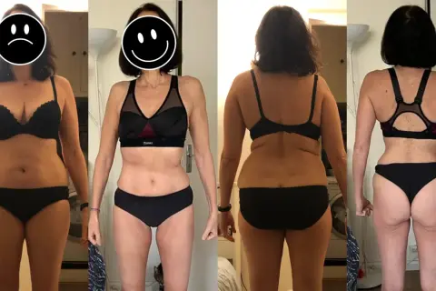 Avant/après : une femme de 53 ans, frustrée car elle n'arrive pas à maigrir, montre son corps en lingerie.