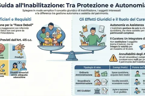Guida all'inabilitazione: differenza tra interdizione, inabilitazione e amministratore di sostegno. Illustra beneficiari, requisiti e effetti giuridici.