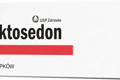 Opakowanie czopków Proktosedon z napisem "12 czopków" i czerwonym pasem.