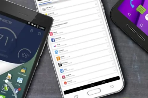 Tres móviles muestran cómo limpiar el móvil con la app Clean Master, optimizando almacenamiento y RAM.