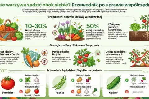 Przewodnik po uprawie współrzędnej warzyw: jak sadzić rośliny obok siebie, by zwiększyć plony i ograniczyć szkodniki.