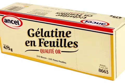 Boîte de gélatine en feuilles Ancel, 475g. Idéal pour apprendre comment utiliser la gélatine en feuille pour vos recettes.