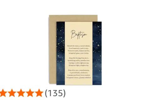 Carte de baptême avec un poème pour fille. Le texte évoque la grâce et l'amour infini.
