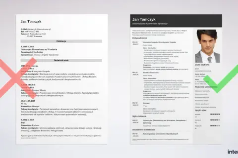 Jan Tomczyk, doświadczony koordynator sprzedaży, prezentuje swoje CV. Wzór dokumentu zawiera dane kontaktowe, wykształcenie, doświadczenie zawodowe i kluczowe umiejętności.