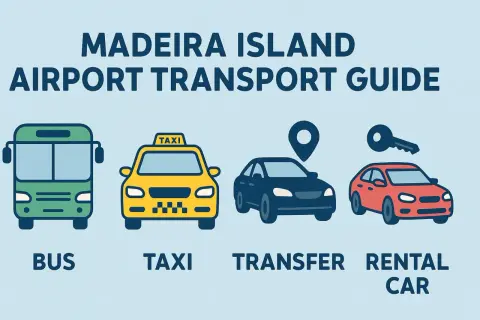 Guide till transportalternativ på Madeira flygplats: buss, taxi, transfer och hyrbil.