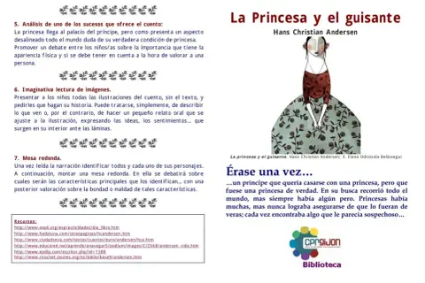 Ilustración de "La princesa y el guisante" de Hans Christian Andersen, con una figura femenina con un vestido voluminoso.