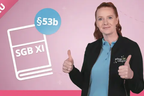 Frau mit Daumen hoch, Symbol für SGB XI und §53b. Perfekt für Ihr Fernstudium Betreuungskraft!