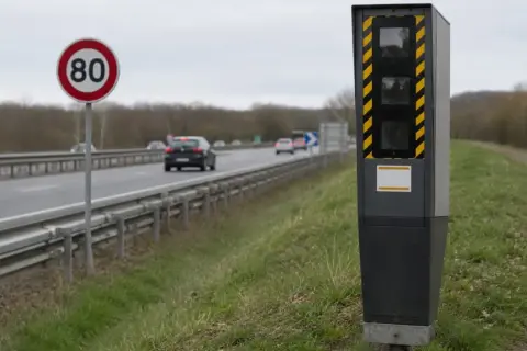 Un radar discriminant veille sur la route, rappelant la limite de 80 km/h.