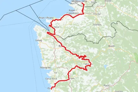 Trasa rowerowa Alpe-Adria wije się przez malownicze wybrzeże i wzgórza Istrii, łącząc Umag, Pazin i Buzet.