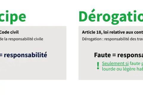 Principe vs. Dérogation : la faute engage la responsabilité, sauf si c'est une erreur contrat de travail en ma faveur, légère et habituelle.