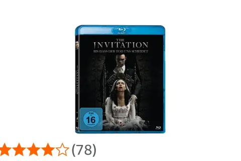 Blu-ray-Hülle "The Invitation - Bis dass der Tod uns scheidet" mit bedrohlichem Mann und Frau im Brautkleid. FSK 16.