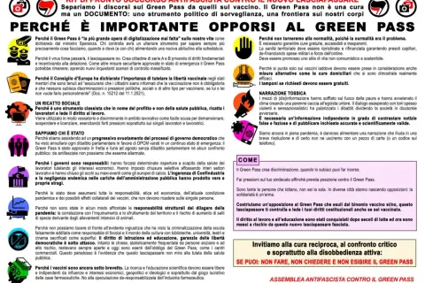 Il Green Pass è uno strumento classista che lede il diritto al lavoro, perché non riesco a toccare le punte dei piedi.