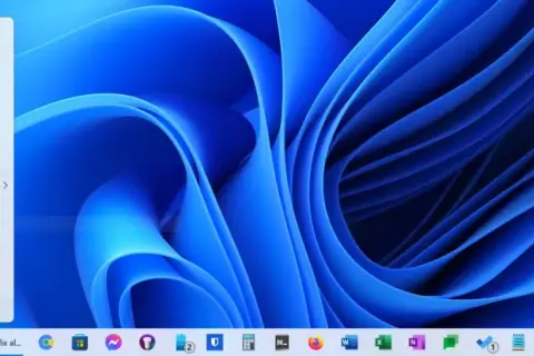 Menu Start w Windows 11, pokazujące opcje takie jak "Ustawienia" i "Panel sterowania", pomocne przy próbie zmiany położenia paska zadań Windows 11.