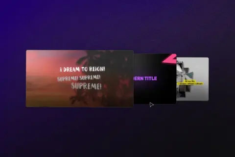 Examples of lyric video templates with different styles, from dreamy sunset to modern neon and minimalist designs.