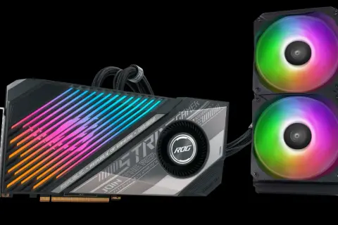 Grafikkarte mit RGB-Beleuchtung und Lüftern, die Leistung für RX 6650 XT vs RTX 3060 bietet.