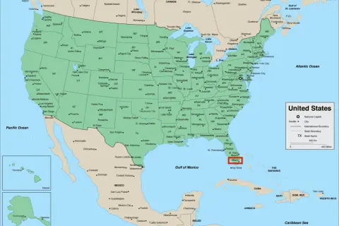 Miami leży na Florydzie, na południowo-wschodnim wybrzeżu Stanów Zjednoczonych, nad Oceanem Atlantyckim.