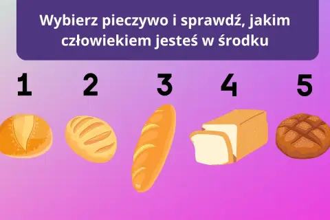 Wybierz pieczywo i sprawdź, jakim człowiekiem jesteś w środku. 5 rodzajów chleba: bułka, bochenek, bagietka, chleb tostowy, chleb razowy.