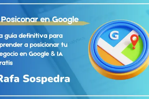 Guía para aprender a posicionar tu negocio en Google y IA gratis. Icono de mapa de Google con pin rojo. Rafa Sospedra.