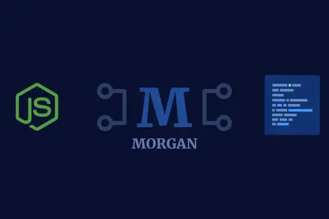 Logo MORGAN avec icônes JavaScript et code, évoquant le développement web et le npm.