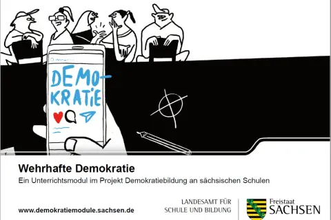Menschen diskutieren über Demokratie auf einem Smartphone. Ein Unterrichtsmodul zur wehrhaften Demokratie.