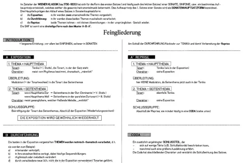 Die Sonatenhauptsatzform: Exposition, Durchführung, Reprise. Ein musikalischer **Rhythmus-Pattern** mit Themen und deren Verarbeitung.