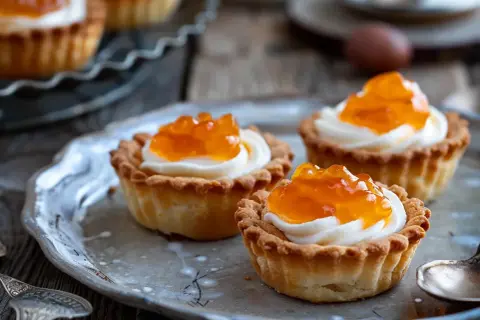 Små, läckra tarteletter med krämig fyllning och aprikosgelé. Perfekta för att inspireras av italienska bakverk recept.