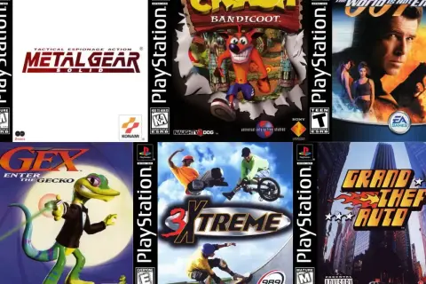 Kolekcja okładek gier na PS3: Metal Gear Solid, Crash Bandicoot, 007, Gex, 3Xtreme, Grand Theft Auto. To najlepsze gry na PS3!