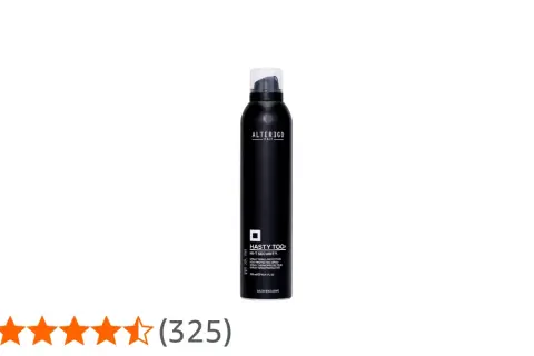 Czarny spray do włosów Alter Ego z hasłem "Hasty Too! Hi-T Security" zapewnia doskonałą termoochronę.